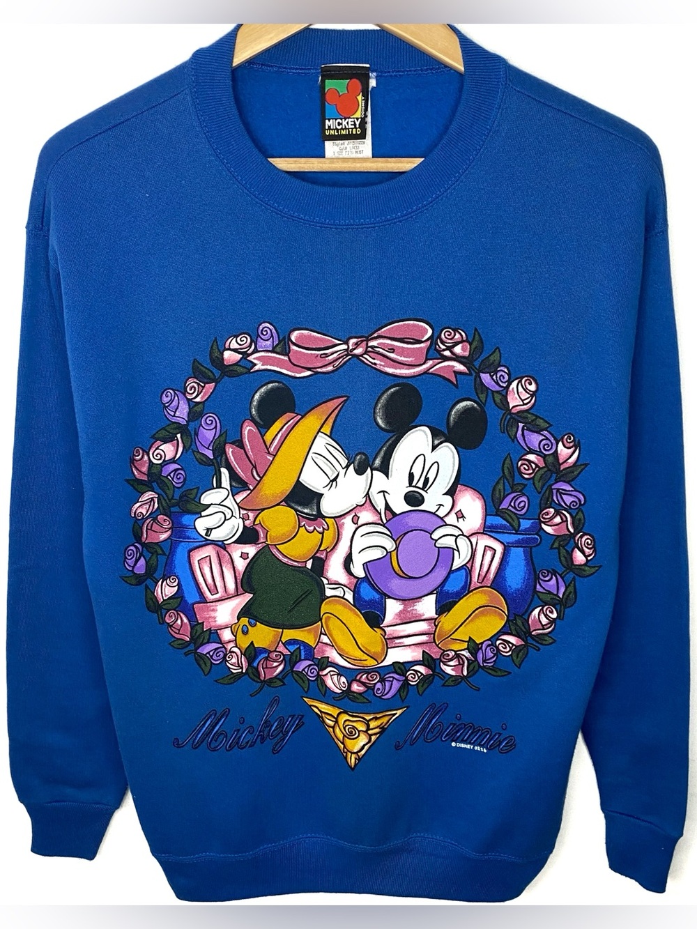 Vintage 90s Disney Mickey Unlimited Blue Mickey & Minnie Crewneck Sweatshirt USA